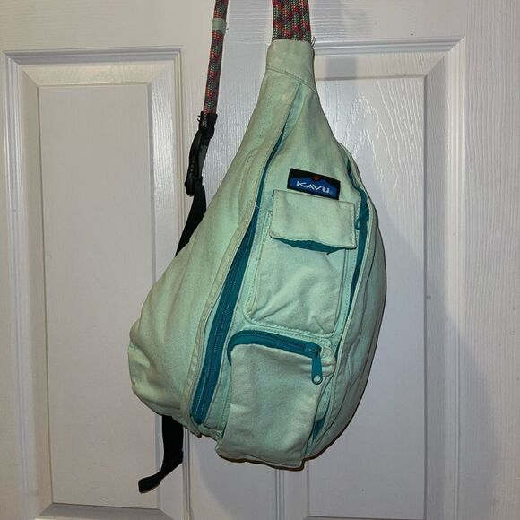 KAVU Rope  Canvas mint Green Sling Bag Crossbody Backpack - Picture 1 of 10